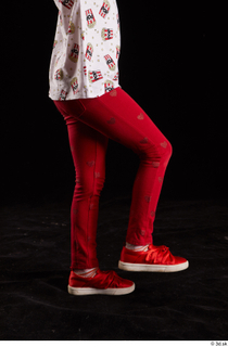 Lilly  1 dressed flexing leg red leggings red shoes…